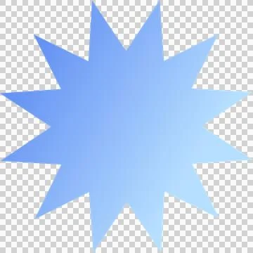 14-point blue gradient starburst emblem is appearing on transparent canvas in Stock Illustration