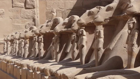 14 Ram-headed Sphinx Statues At Karnak Temple Complex In Luxor 스톡 동영상 332719442