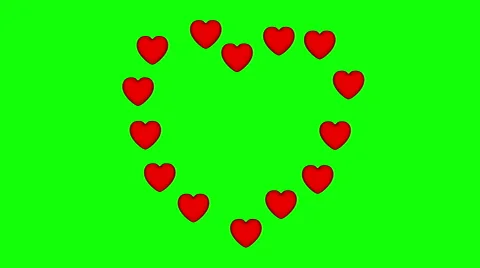 14 red hearts in turn form the 14 and the heart on a green screen. Stock Footage 59613552
