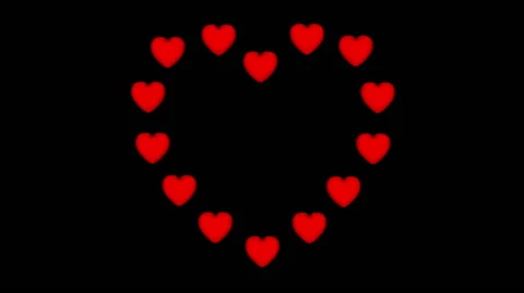 14 red hearts in turn form the 14 and the heart on a black background. Stock Footage 59613699