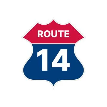 14 route sign icon. Vector road highway interstate Stock Illustration