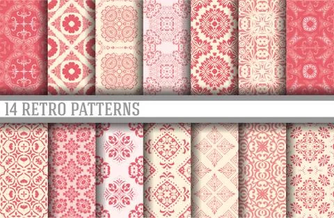 14 Seamless Patterns Background Collection - vector Stock Illustration