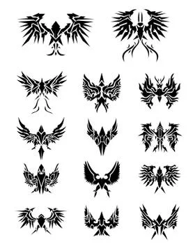 14 Set of eagle wings Stock Illustration