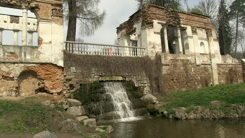 14-waterfall, ruins 库存影片 126630323