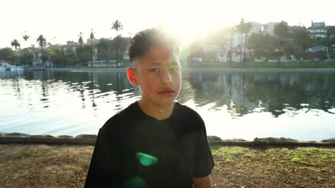 14 Year Old Boy Jogging In Los Angeles Stockbeeldmateriaal 160629843