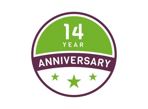 14 years anniversary image, 14 year Anniversary logo isolated on white back.. Stock Illustration