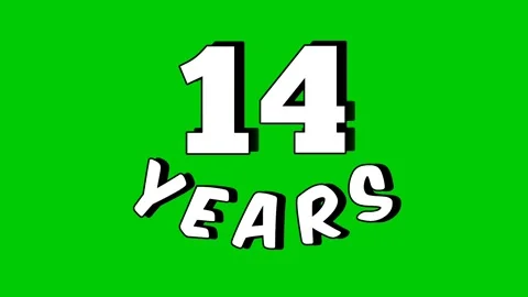 14 years text animation motion graphics cartoon on green screen Stock Footage 306232496