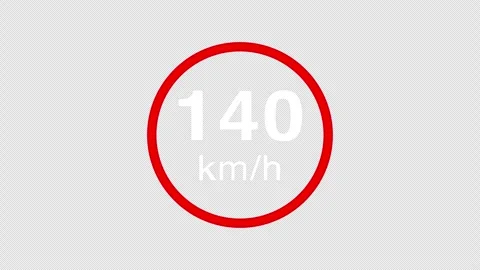 140 kmh speed limit road sign icon animation Stock Footage 335478140