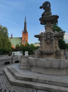 14.05.2022 : White Eagle Square on background cathedral  Stock Photos