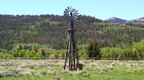 141124b old fashioned windmill 2 Stock Footage 44278723