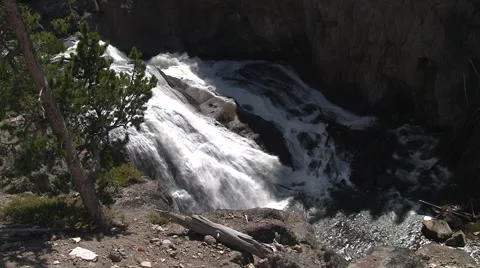 141130c waterfall in yellowstone Stock Footage 44446227