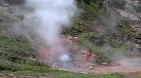 141130e paint pots yellowstone Stock Footage 44446399