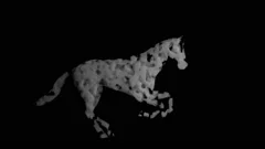 Horse made of static smoke running, seamless loop