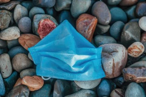 Video: Close-up used Face mask on pebble beach, have started polluting ...