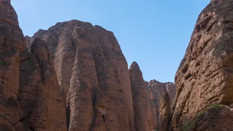峡谷路径位于中国甘肃省银马沟。 Stock Footage 142981316