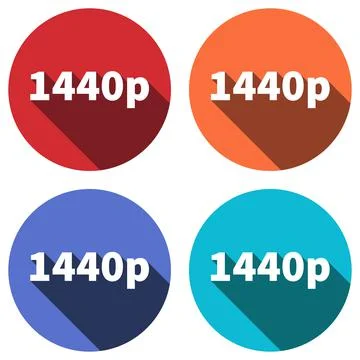 1440p high graphics display resolution cicon with long shadow. Illustrazione stock