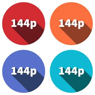 144p resolution icon with long shadow for web and mobile Illustrazione stock