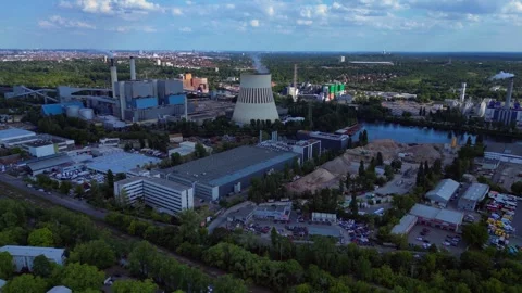 14.5.25 Berlin De, big data center industrial. Gorgeous aerial view flight drone Stock Footage 310173061