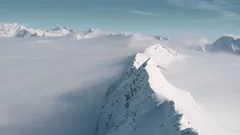 Aerial scene of snow capped mountains in the Austrian
