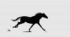 Galloping horse. Animated hand drawn black silhouette cartoon seamless loop