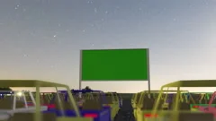 3d render animated Open air, outdoor or drive-in cinema theater