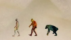 Human Evolution Timeline Painting Style Seamless Loop
