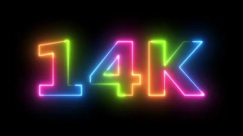 14K Neon Text Multicolored Glowing Outline Animation on Black Background Di.. Stock Illustration