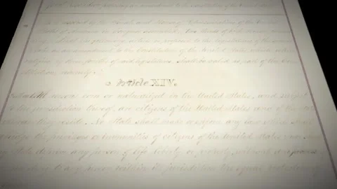 14th Amendment US Constitution Citizenship Historical Paper Document 1 Stock Footage 339305630