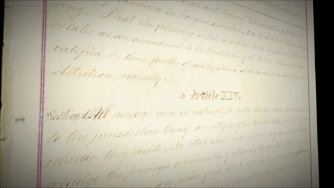 14th Amendment US Constitution Citizenship Historical Paper Document 3 Stock Footage 339305633