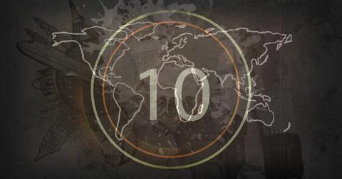 15 to 0 countdown against grey background 4k Foto stock