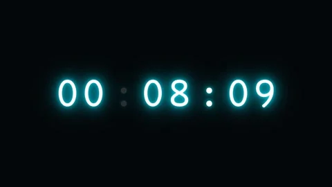 15 to 0 Second Neon Countdown Timer with Milliseconds, Reaching Zero Video stock 342946765