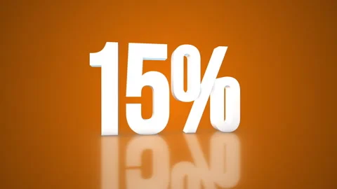 15% 3D Text spinning on an orange background. 360 Looped video. 4K 動画素材 276684221