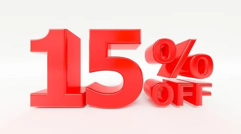 15% off 3d text on white background Stock Illustration