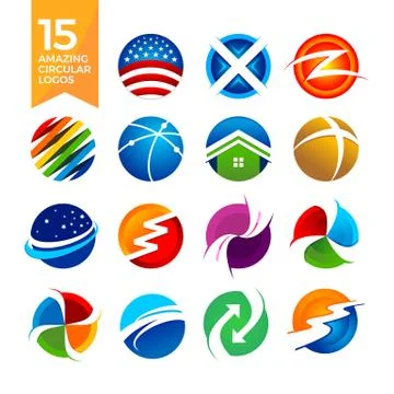 15 Amazing Circular Shape Logos Stock Illustration