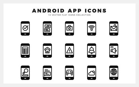 15 Android App Lineal Fill icon pack. vector illustration. Stock Illustration