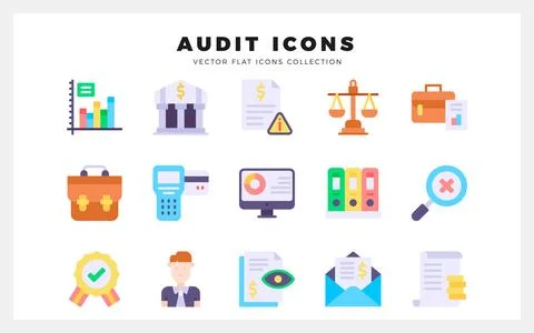 15 Audit Flat icon pack. vector illustration. Illustrazione stock