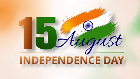 15 August Independence Day of India Animation with Indian Brush Stroke Flag Stock Footage 338346771