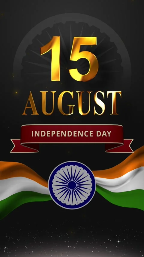 15 August Independence Day of India Animation with Metallic Gold Text 스톡 동영상 338380522