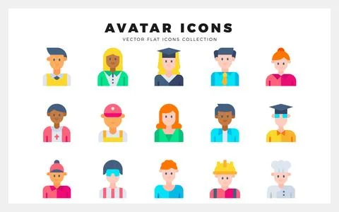 15 Avatar Flat icons pack. vector illustration. Stock Illustration