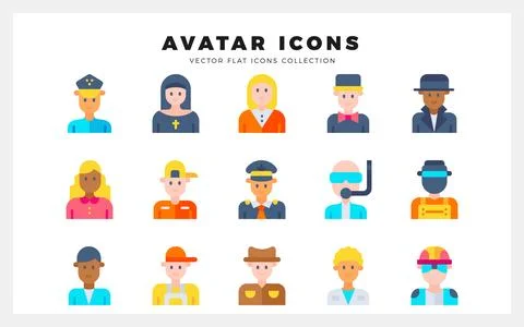 15 Avatar Flat icons pack. vector illustration. Stock Illustration