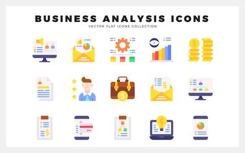 15 Business Analysis Flat icon pack. vector illustration. Stock Illustration