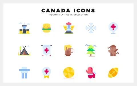 15 Canada Flat icon pack. vector illustration. Stock Illustration