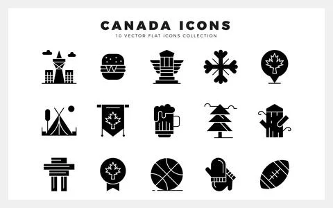 15 Canada Glyph icon pack. vector illustration. Stock Illustration