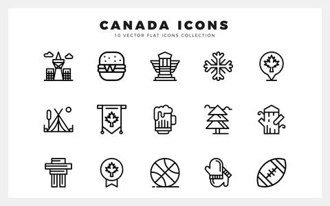 15 Canada Lineal icon pack. vector illustration. Stock Illustration