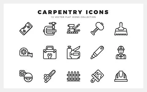 15 Carpentry Lineal icon pack. vector illustration. Stock Illustration
