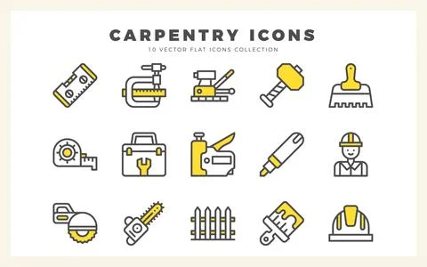 15 Carpentry Two Color icon pack. vector illustration. Stock Illustration