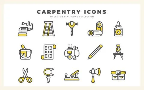 15 Carpentry Two Color icon pack. vector illustration. Stock Illustration