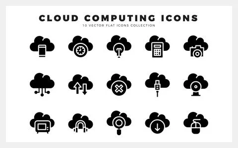15 Cloud Computing Glyph icon pack. vector illustration. イラスト素材