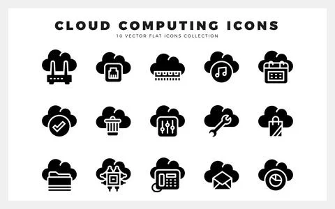 15 Cloud Computing Glyph icon pack. vector illustration. Stock Illustration