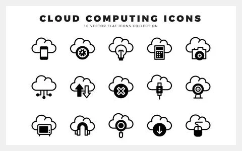 15 Cloud Computing Lineal Fill icon pack. vector illustration. Illustrazione stock